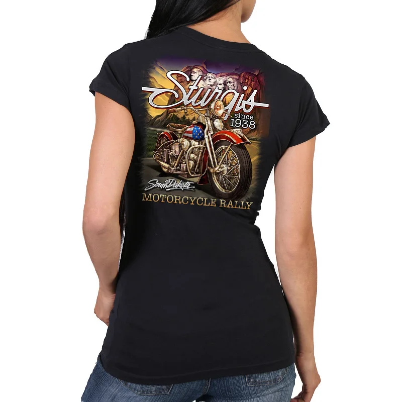 t-shirts teens cosmic sage -t-shirts teens cosmic sage -Hot Leathers SPL1852 Women's Black 2023 Sturgis Rally Rushmore T-Shirt