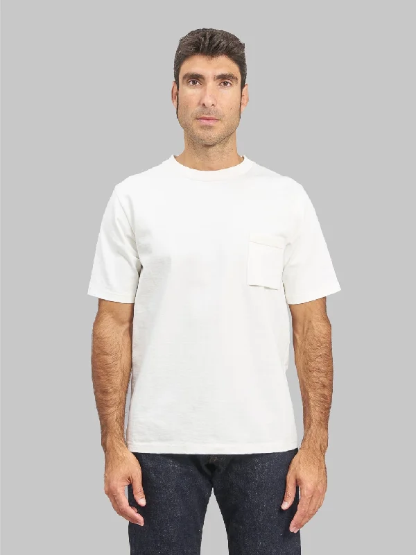 t-shirts with spliced hems -t-shirts with spliced hems -Jackman Dotsume Pocket T-Shirt Off White