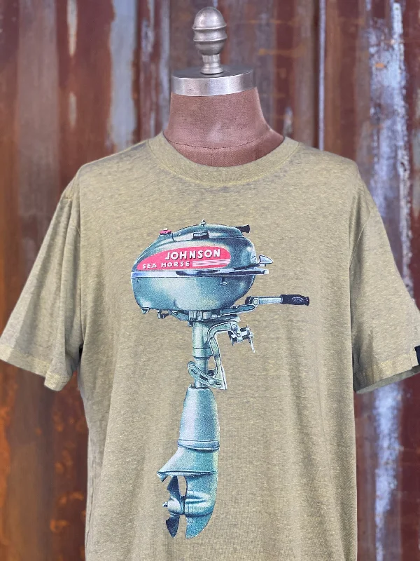 cotton-linen t-shirts soft -cotton-linen t-shirts soft -Johnson Outboard Vintage Motor LUXE tee- Sage Green