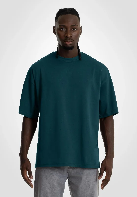 t-shirts with vented hems -t-shirts with vented hems -Heavy Oversize Tee - Dark Pine Green