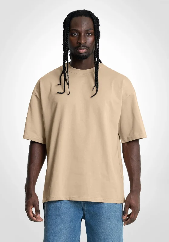 t-shirts men nomad cord -t-shirts men nomad cord -Heavy Oversize Tee - Light Mocca