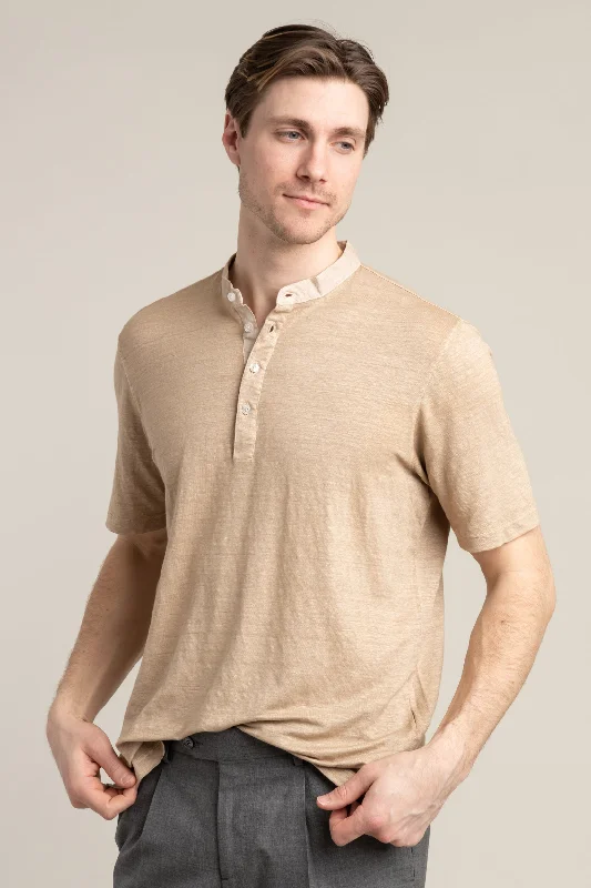 organic cotton t-shirts earthy -organic cotton t-shirts earthy -Light Brown Henley