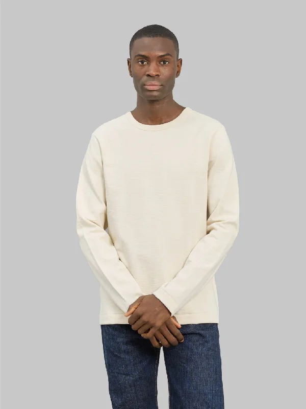 wool-bamboo t-shirts warm -wool-bamboo t-shirts warm -Merz b. Schwanen 2S18 Super Heavyweight 13.4oz Long Sleeve Crewneck Loopwheeled Relaxed Fit T-Shirt Nature