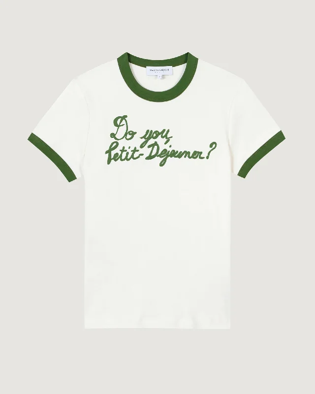 t-shirts with ruched sides -t-shirts with ruched sides -"Do You Petit Dej" montherlant t-shirt