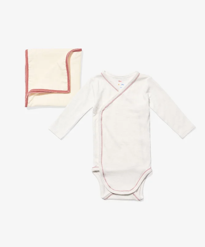 t-shirts with twisted hems -t-shirts with twisted hems -Organic Blanket Bundle, Pink Piping