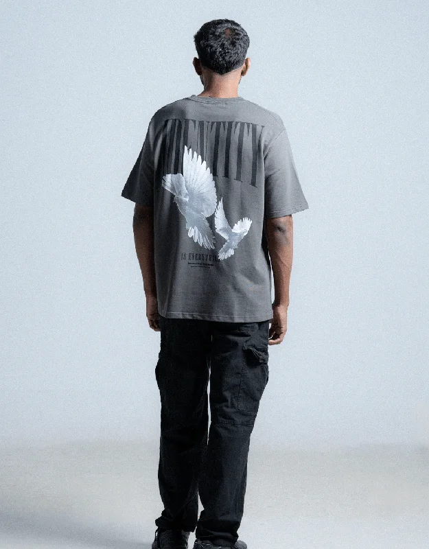 t-shirts with lattice sides -t-shirts with lattice sides -Peace Dove | Identity Is Everything | Oversized T-shirt | Dark Grey