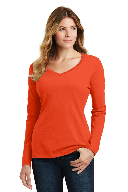 t-shirts women sage green -t-shirts women sage green -Port & Company Womens Fan Favorite Long Sleeve V-Neck T-Shirt - Orange - Closeout