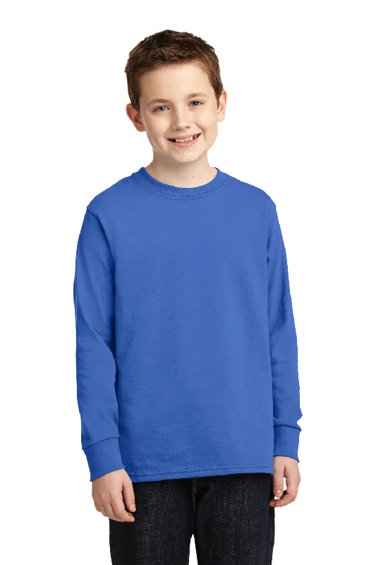 t-shirts with shell studs -t-shirts with shell studs -Port & Company Youth Core Long Sleeve Crewneck T-Shirt - Royal Blue