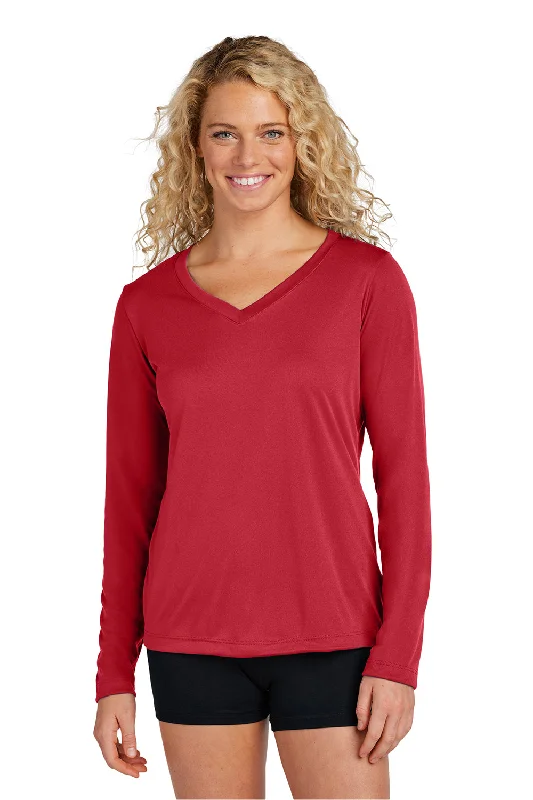 hemp-cotton t-shirts eco -hemp-cotton t-shirts eco -Sport-Tek Womens Competitor Moisture Wicking Long Sleeve V-Neck T-Shirt - True Red