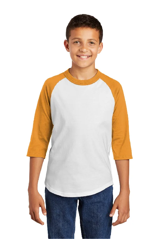 chevron-cotton t-shirts dynamic -chevron-cotton t-shirts dynamic -Sport-Tek Youth 3/4 Sleeve Crewneck T-Shirt - White/Gold