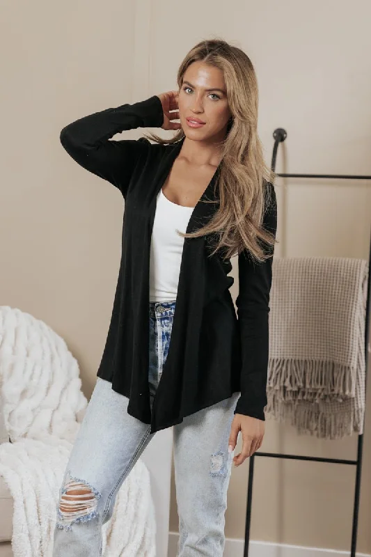 melon edge cardigan -melon edge cardigan -All Day Every Day Black Cardigan