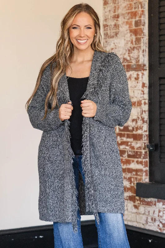 soft slant cardigan -soft slant cardigan -Always Be You Cardigan, Charcoal