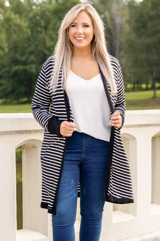 teen luster cardigan -teen charm cardigan -At Least For Now Cardigan, Black-Ivory