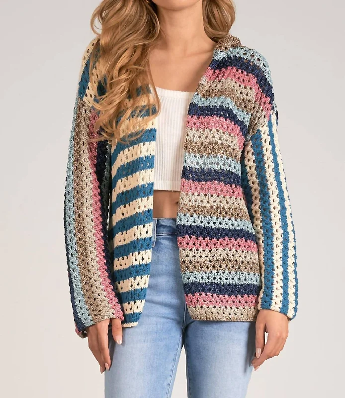 lilac sleek cardigan -lilac sleek cardigan -Cardigan Hoodie Sweater In Blue/pink Multi