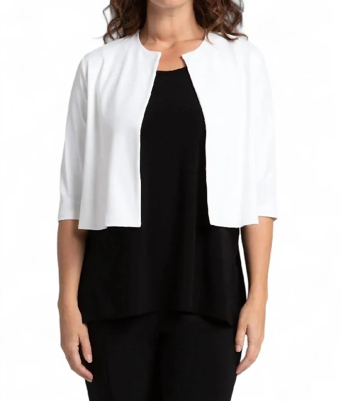 plus radiant cardigan -plus glow cardigan -Classic Bolero Cardigan In White