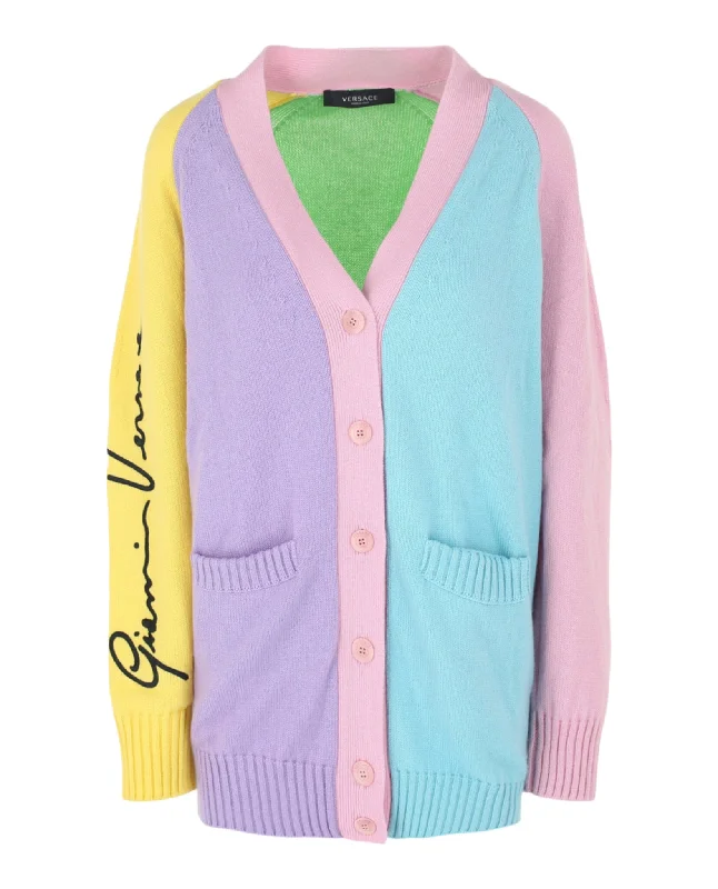 cheerful weave cardigan -cheerful weave cardigan -Colorblock Cashmere Cardigan