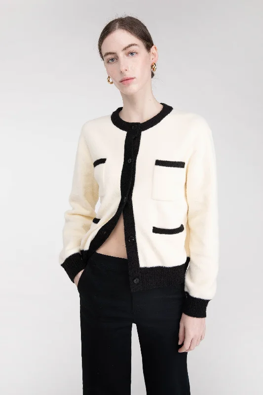 dusk sleek cardigan -dusk sleek cardigan -FUZZY COLOUR BLOCK CARDIGAN