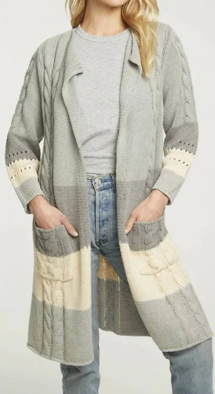 vivid shine cardigan -vivid glow cardigan -Cotton Blend Open Front Duster W/ Pockets In Sunset