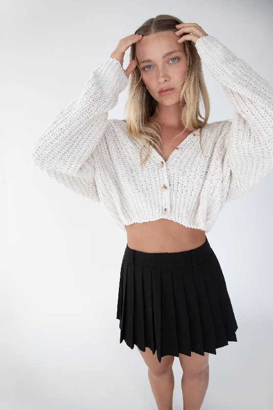 all-fit comfy cardigan -all-fit comfy cardigan -CROPPED CHENILLE KNIT CARDIGAN