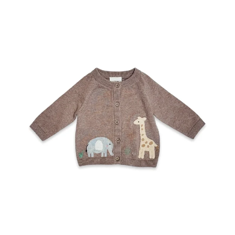 warm hearty cardigan -warm durable cardigan -Giraffe Elephant Baby Cardigan Sweater (Organic) - 2 Colors