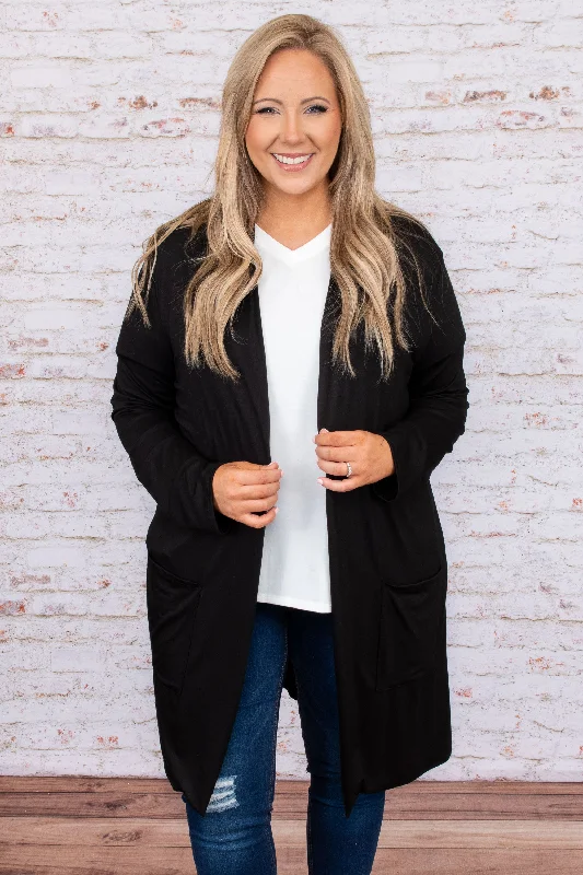 umber cozy cardigan -umber cozy cardigan -Feeling Carefree Cardigan, Black