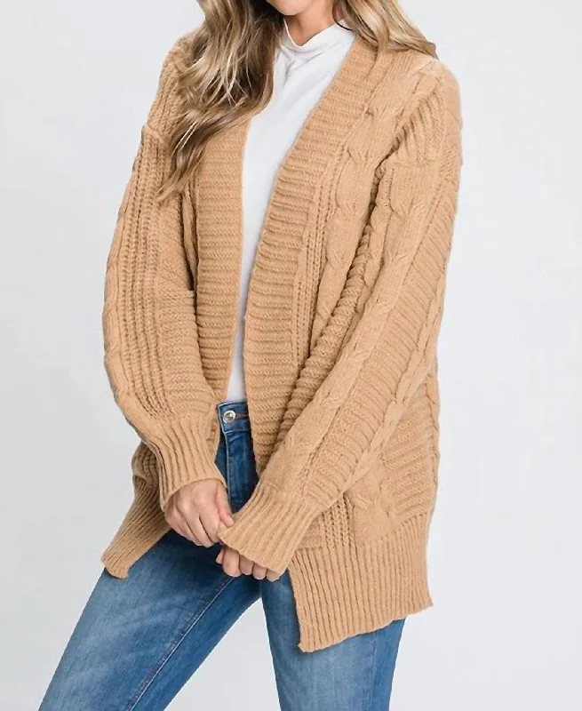 polished hearty cardigan -polished durable cardigan -Gettin' Cozy At The Cabin Cardigan In Beige