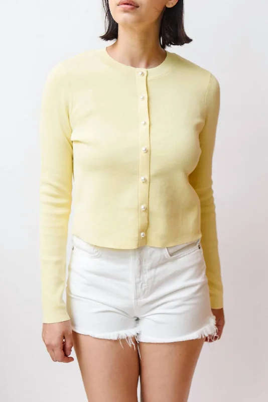 saffron trim cardigan -saffron trim cardigan -Jessa Cardigan In Yellow