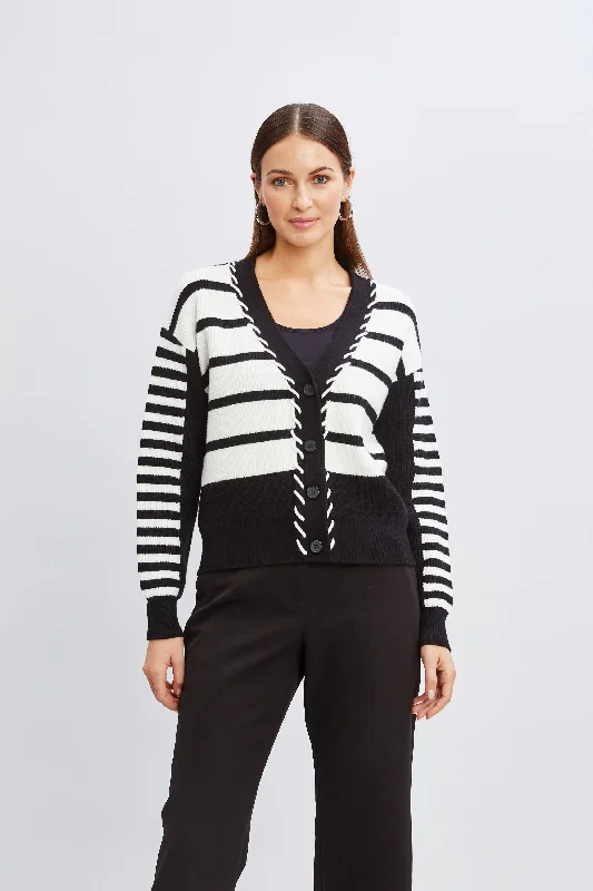 infant soothing cardigan -infant rest cardigan -T-Tahari Stripe Stitch Cardigan