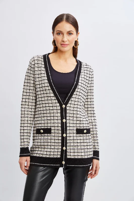 short cozy cardigan -short cozy cardigan -T-Tahari Plaid Cardigan