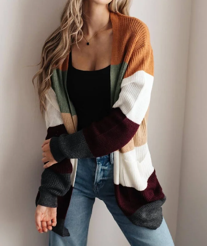 soft bold cardigan -soft bold cardigan -Long Drive Home Striped Cardigan In Multi