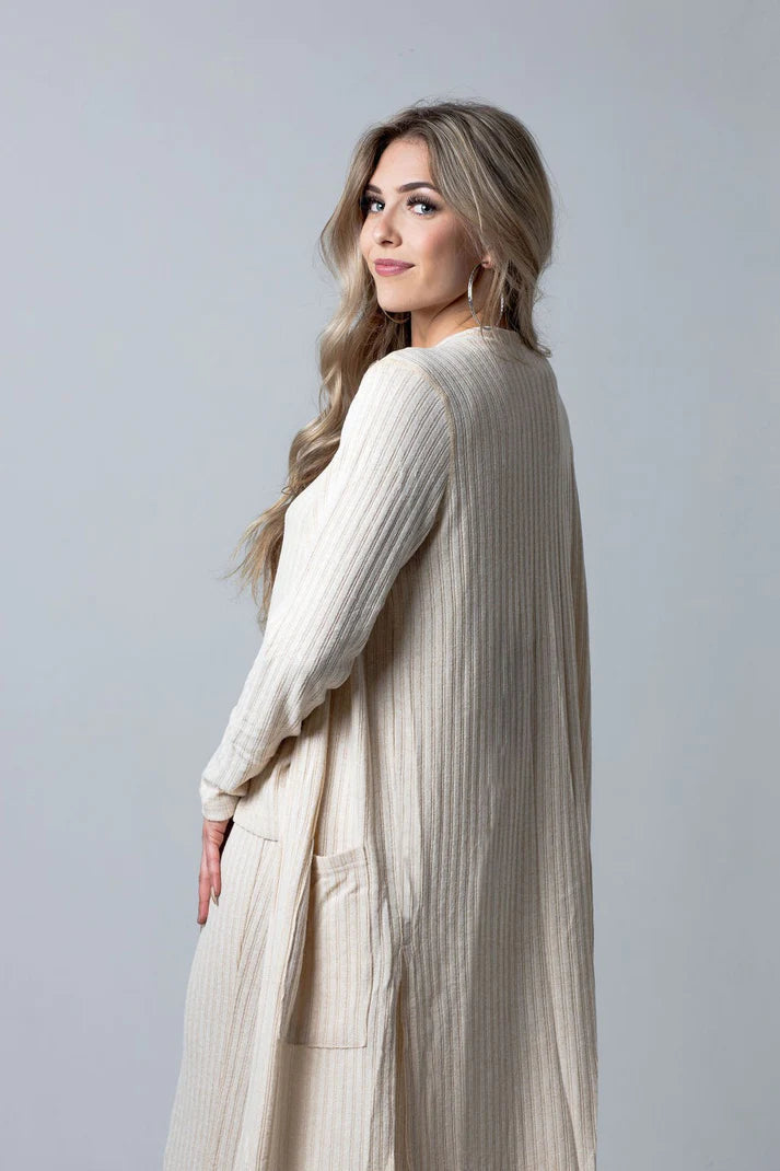 vivid trim cardigan -vivid trim cardigan -Long Side Split Pocket Cardigan