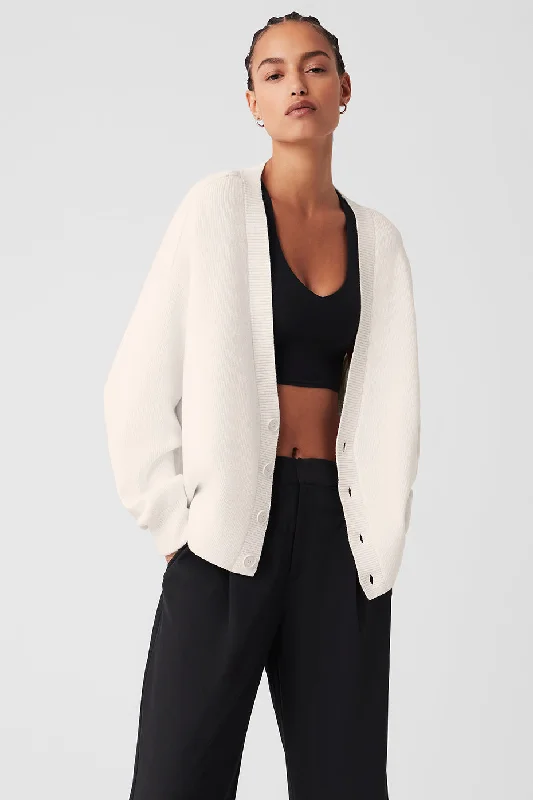 squad striking cardigan -squad striking cardigan -Scholar Cardigan Sweater - Ivory