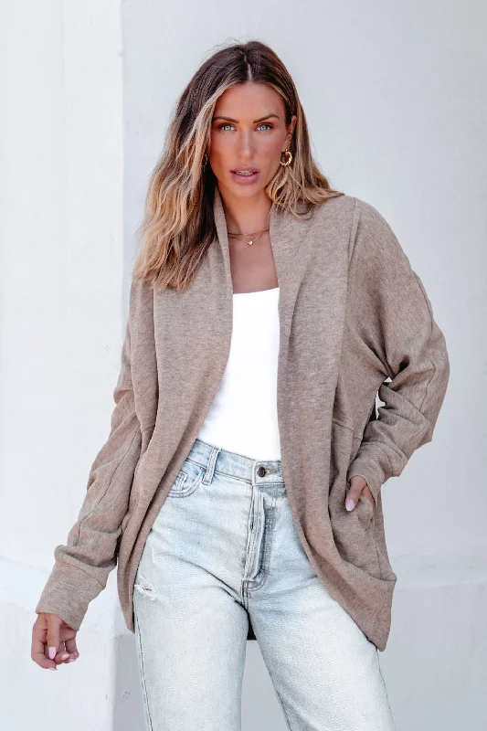 edge vivid cardigan -edge radiant cardigan -Make It Yours Taupe Brushed Cardigan