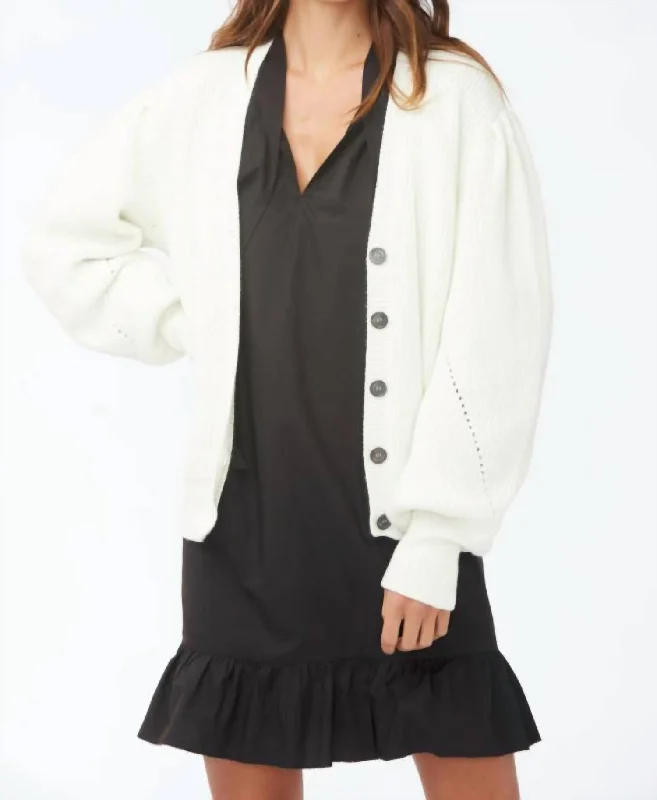 light luster cardigan -light shine cardigan -Mandel Cardigan In Soft White