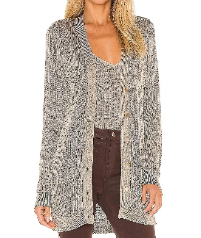 umber thick cardigan -umber thick cardigan -Millie Cardigan In Taupe