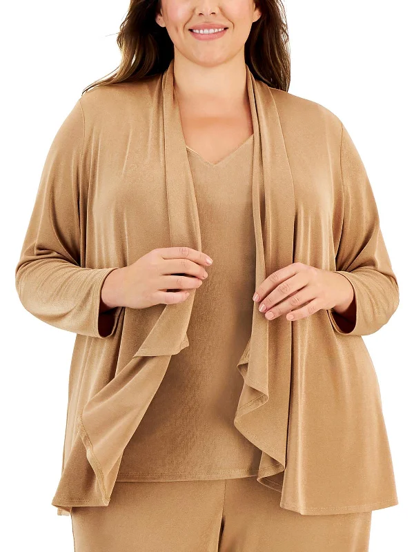 tonal bold cardigan -tonal radiant cardigan -Plus Womens Open Front Long Sleeve Cardigan Sweater