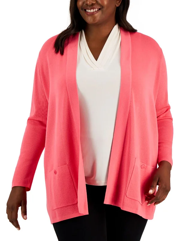 vivid trim cardigan -vivid trim cardigan -Plus Womens Open Front Shrug Cardigan Sweater