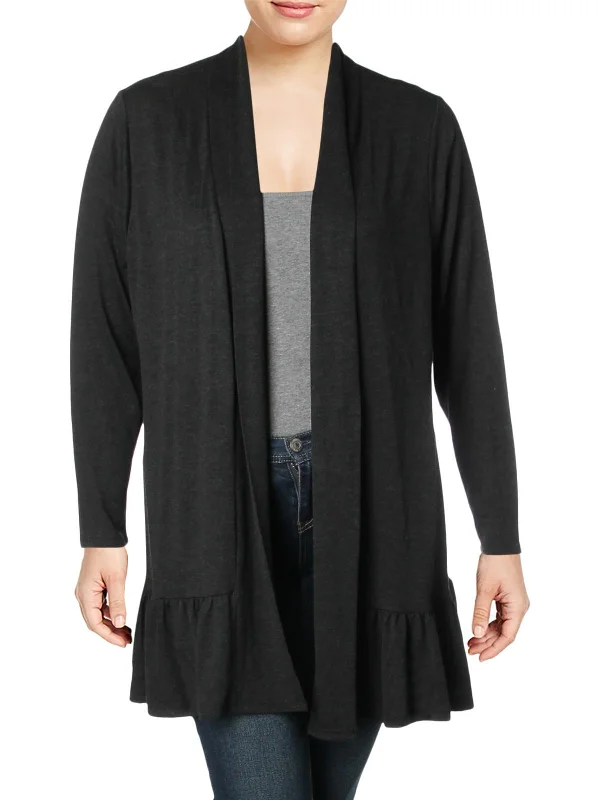 quartz robust cardigan -quartz hearty cardigan -Plus Womens Ruffled Open Front Cardigan Sweater