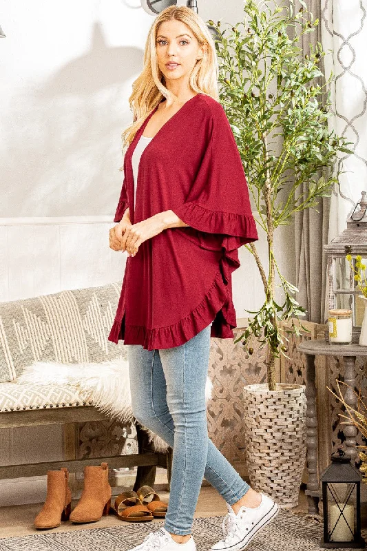 edge vivid cardigan -edge radiant cardigan -Ruffle 3/4 Sleeve Cardigan