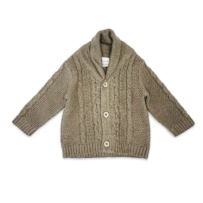 citron thick cardigan -citron hearty cardigan -Shawl Collar Cable Knit Baby Cardigan Sweater (Organic) - 3 Colors