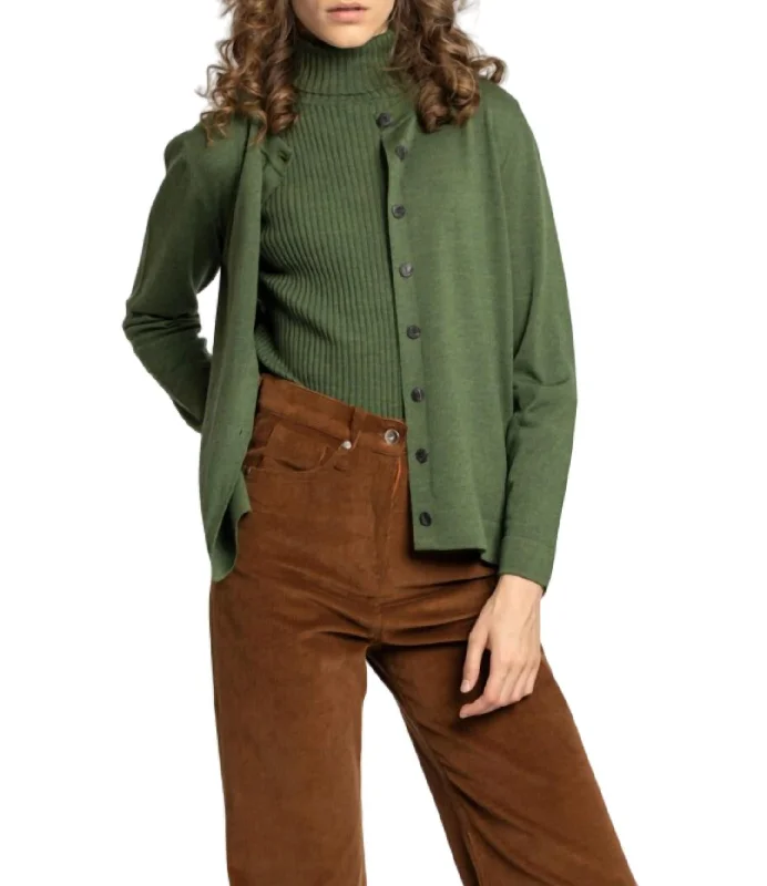 pair glow cardigan -pair shine cardigan -Solid Cardigan In Green