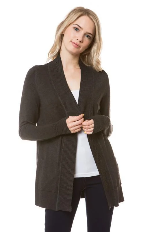 active warm cardigan -active warm cardigan -Stay Cozy Open Cardigan in Charcoal Gray (FINAL SALE)