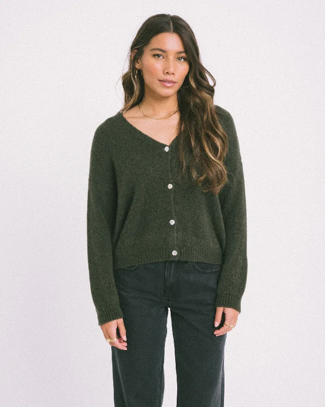 iron plush cardigan -iron plush cardigan -TILTIL Lotte Cardigan Army Green