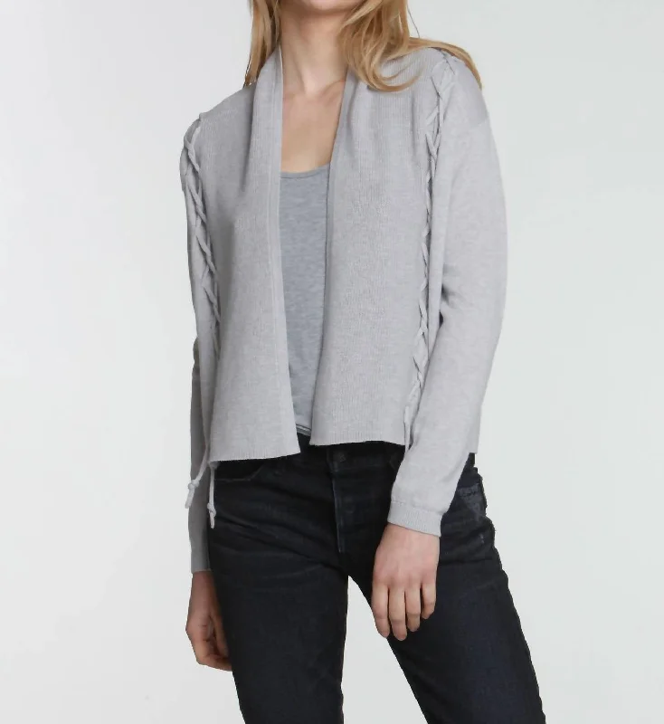 tonal bold cardigan -tonal radiant cardigan -Twisted Tie Cardigan In Fog