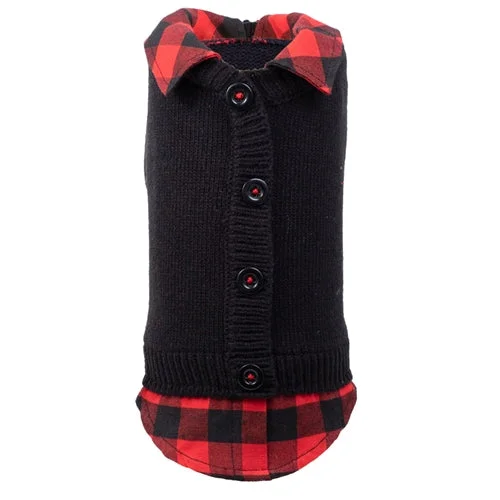 infant calm cardigan -infant rest cardigan -Two Fer Cardigan in Black & Buffalo