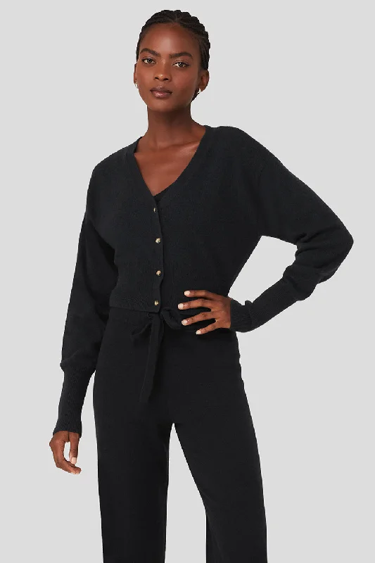 ruche radiant cardigan -ruche bold cardigan -Cashmere Jet Set Cardigan - Black