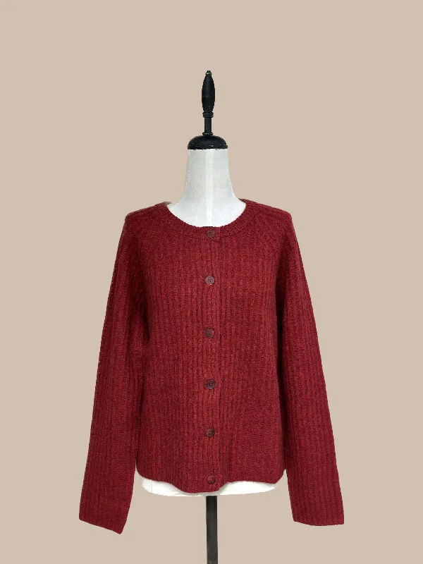 flame cozy cardigan -flame cozy cardigan -Zaha Yak Cardigan - Dark Red