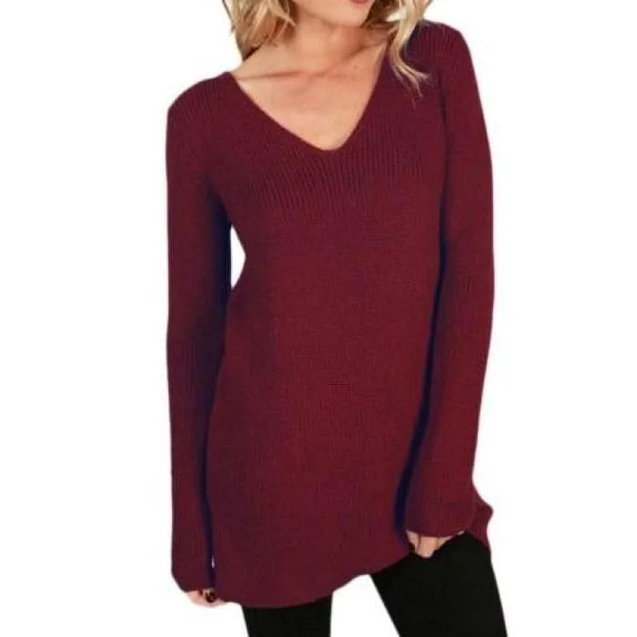 wide cuff pullover sweater -Garnet Lace-Up Back Sweater