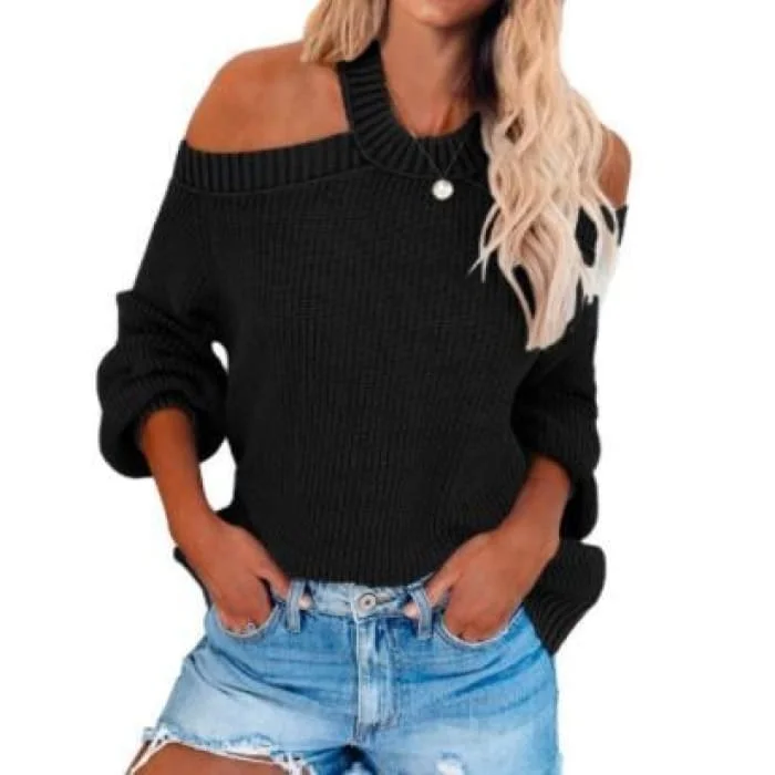 brick striking pullover sweater -Black Cross Back Sweater