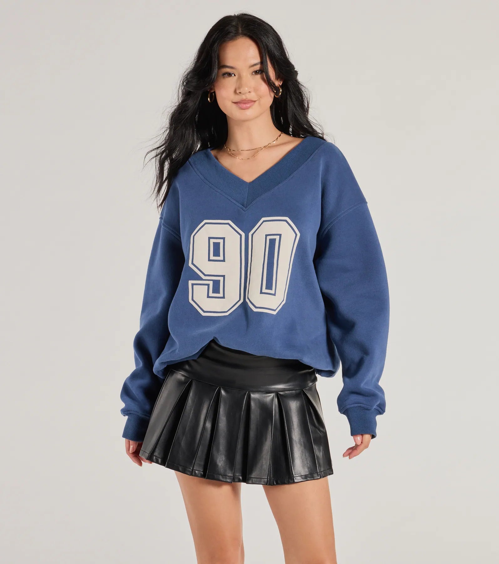 breathable hearty pullover sweater -90 Graphic Oversized Pullover Sweatshirt